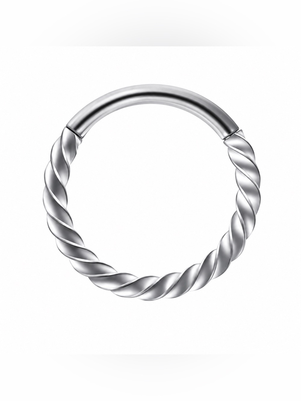 Silver Twisted Rope Clicker Hoop Ring | Stainless Steel Tragus Septum Cartilage